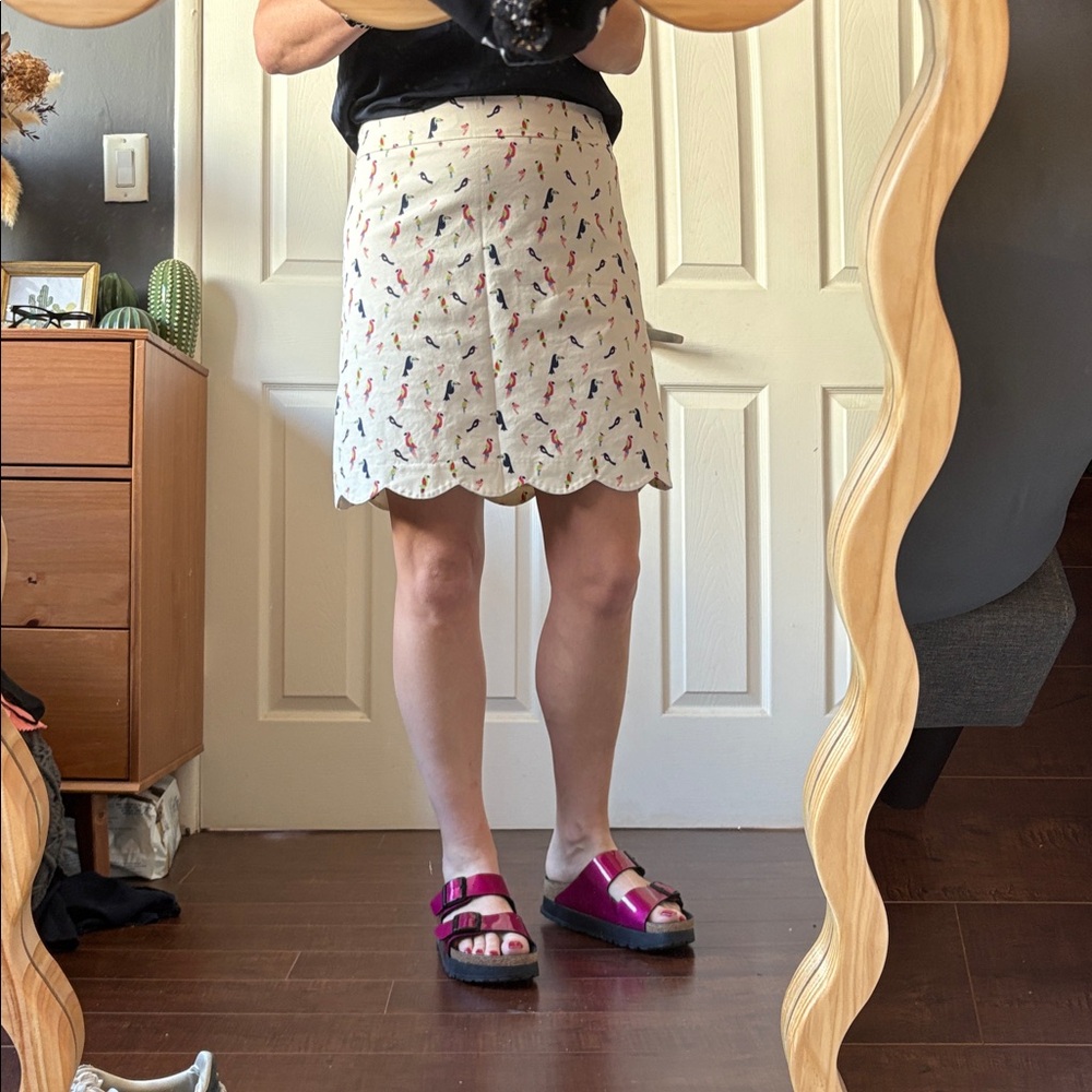 Talbots White Mini Skirt with Colorful Pattern